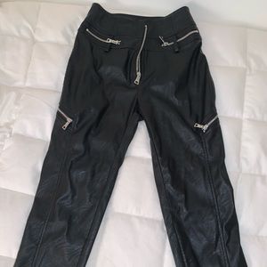 BLACK LEATHER TIGER MIST PANTS